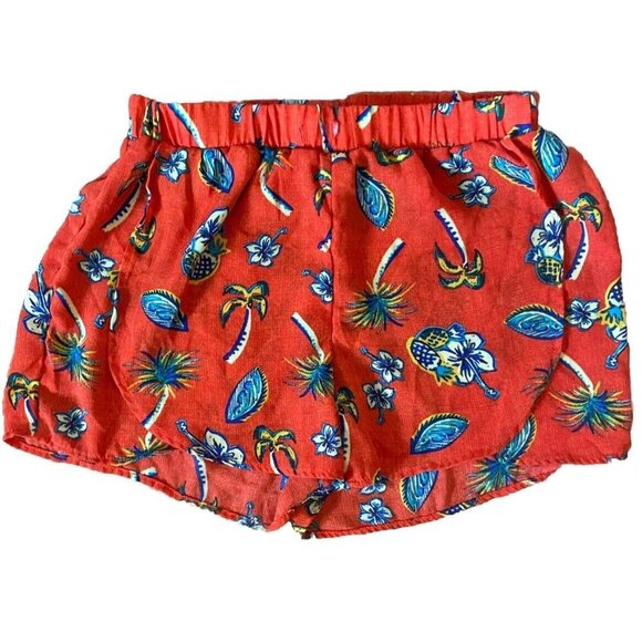 Freebird Tropical Pattern Orange Shorts Soft Feel Vibrant Colors Size Small - Picture 1 of 5
